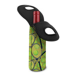 Tennis Ball And Racket Pattern Print Single Neoprene Wine Tote
