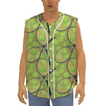 Tennis Ball And Racket Pattern Print Sleeveless Baseball Jersey