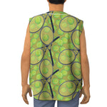 Tennis Ball And Racket Pattern Print Sleeveless Baseball Jersey