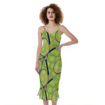 Tennis Ball And Racket Pattern Print Slim Fit Midi Cami Dress