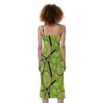 Tennis Ball And Racket Pattern Print Slim Fit Midi Cami Dress