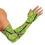 Tennis Ball And Racket Pattern Print Sun Protection Arm Sleeves