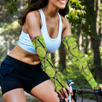 Tennis Ball And Racket Pattern Print Sun Protection Arm Sleeves