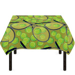 Tennis Ball And Racket Pattern Print Tablecloth