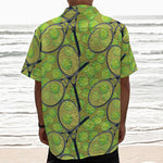 Tennis Ball And Racket Pattern Print Textured Short Sleeve Shirt