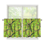 Tennis Ball And Racket Pattern Print Tier Curtains
