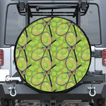 Tennis Ball And Racket Pattern Print Tire Cover