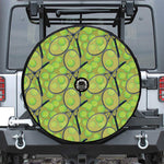 Tennis Ball And Racket Pattern Print Tire Cover With Camera Hole