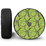 Tennis Ball And Racket Pattern Print Tire Cover With Camera Hole