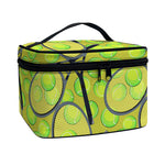 Tennis Ball And Racket Pattern Print Travel Makeup Bag