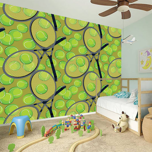 Tennis Ball And Racket Pattern Print Wall Sticker