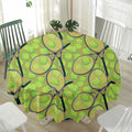 Tennis Ball And Racket Pattern Print Waterproof Round Tablecloth