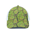 Tennis Ball And Racket Pattern Print White Mesh Trucker Hat