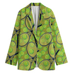 Tennis Ball And Racket Pattern Print Women's Blazer
