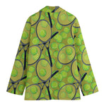 Tennis Ball And Racket Pattern Print Women's Blazer