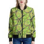 Tennis Ball And Racket Pattern Print Women's Bomber Jacket