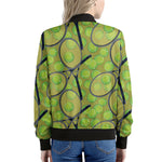 Tennis Ball And Racket Pattern Print Women's Bomber Jacket