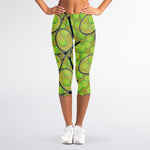 Tennis Ball And Racket Pattern Print Women's Capri Leggings