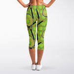 Tennis Ball And Racket Pattern Print Women's Capri Leggings