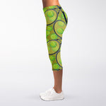 Tennis Ball And Racket Pattern Print Women's Capri Leggings
