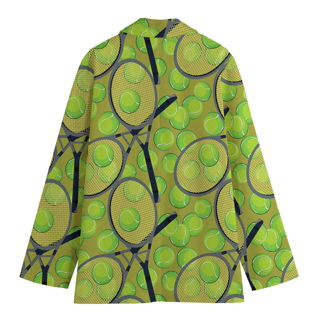 Tennis Ball And Racket Pattern Print Women's Cotton Blazer