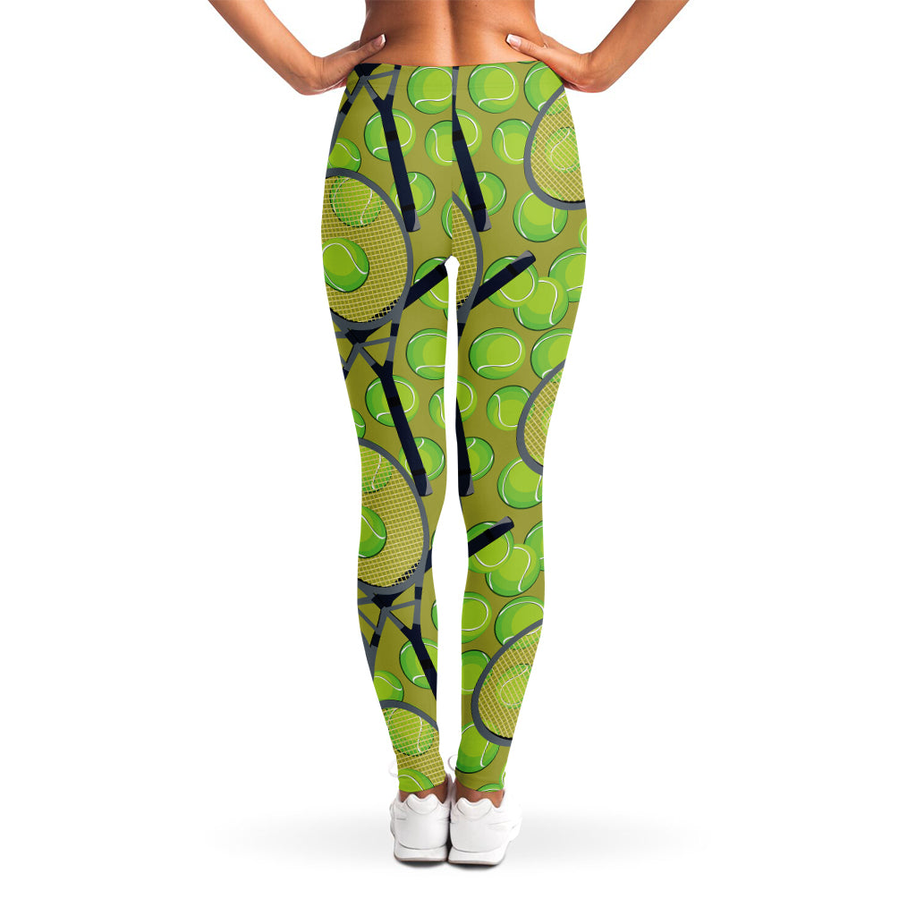 Tennis Ball And Racket Pattern Print Women's Leggings