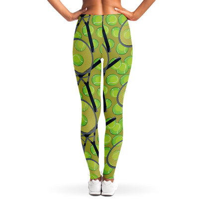Tennis Ball And Racket Pattern Print Women's Leggings