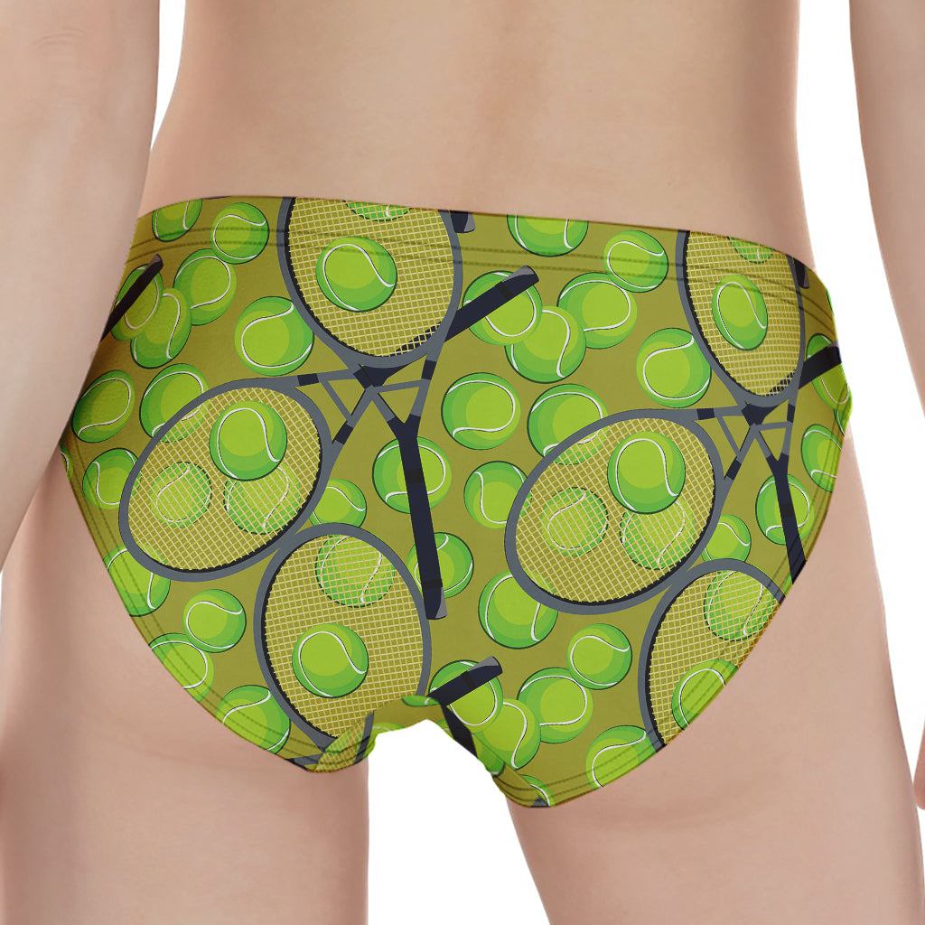 Tennis Ball And Racket Pattern Print Women's Panties