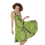 Tennis Ball And Racket Pattern Print Women's Sleeveless Dress