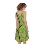 Tennis Ball And Racket Pattern Print Women's Sleeveless Dress