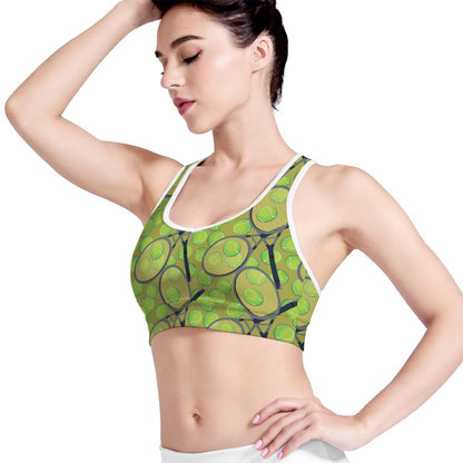 Tennis Ball And Racket Pattern Print Women's Sports Bra
