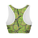 Tennis Ball And Racket Pattern Print Women's Sports Bra