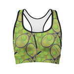 Tennis Ball And Racket Pattern Print Women's Sports Bra