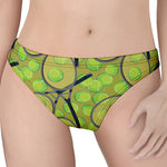 Tennis Ball And Racket Pattern Print Women's Thong