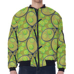 Tennis Ball And Racket Pattern Print Zip Sleeve Bomber Jacket