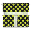 Tennis Balls Pattern Print 3 Piece Kitchen Curtains