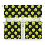 Tennis Balls Pattern Print 3 Piece Kitchen Curtains