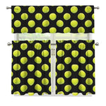 Tennis Balls Pattern Print 3 Piece Kitchen Curtains