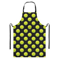 Tennis Balls Pattern Print Bib Apron With Pocket