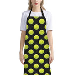 Tennis Balls Pattern Print Bib Apron With Pocket