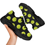 Tennis Balls Pattern Print Black Chunky Shoes