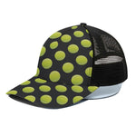 Tennis Balls Pattern Print Black Mesh Trucker Cap