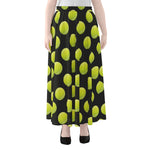 Tennis Balls Pattern Print Chiffon Maxi Skirt