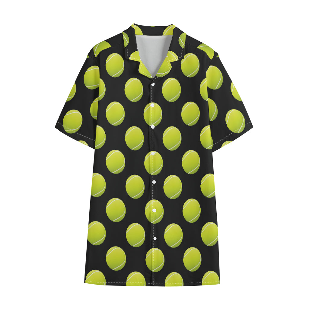 Tennis Balls Pattern Print Cotton Hawaiian Shirt