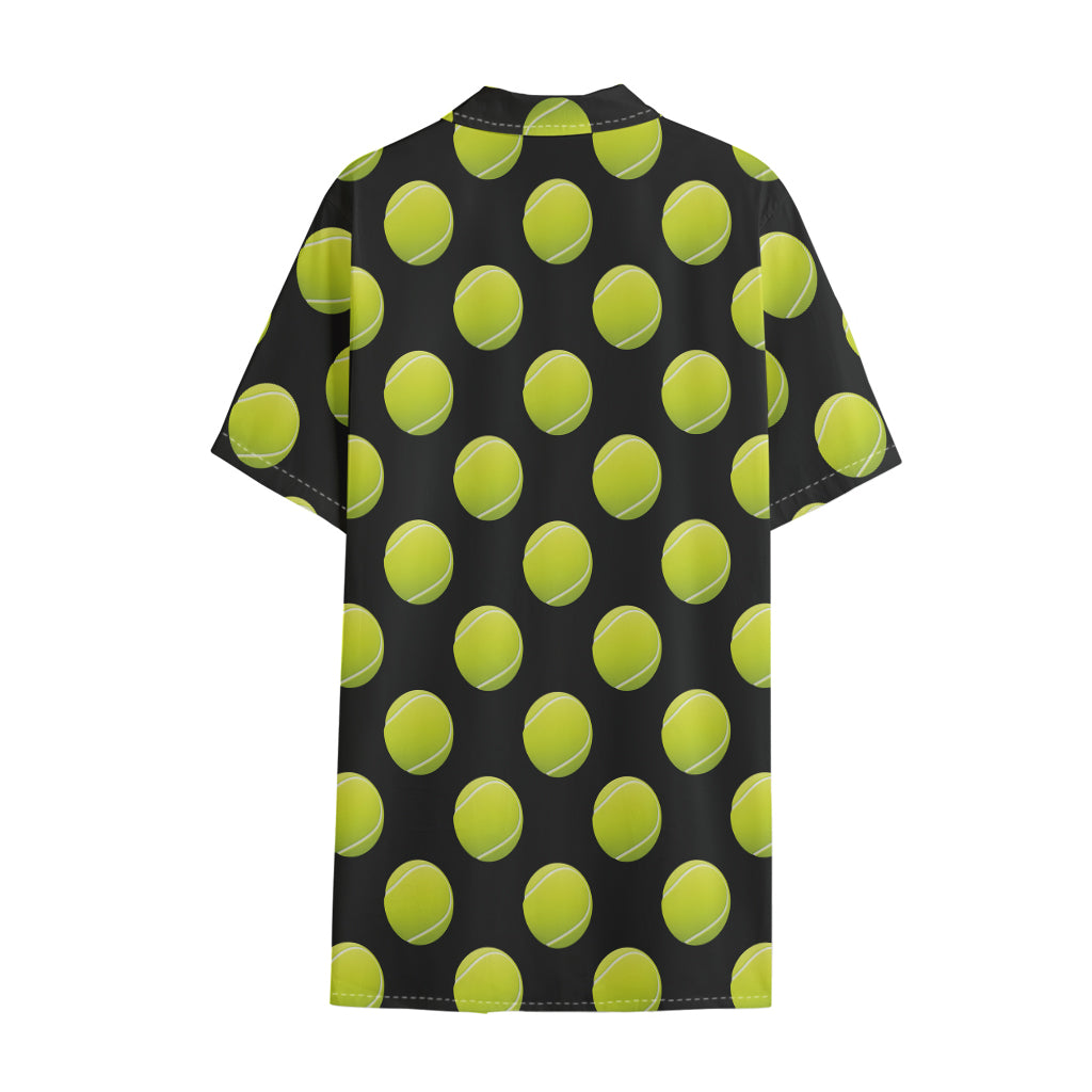 Tennis Balls Pattern Print Cotton Hawaiian Shirt