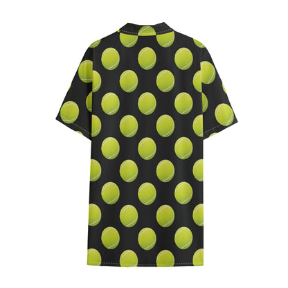 Tennis Balls Pattern Print Cotton Hawaiian Shirt