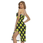 Tennis Balls Pattern Print Cross Back Cami Dress