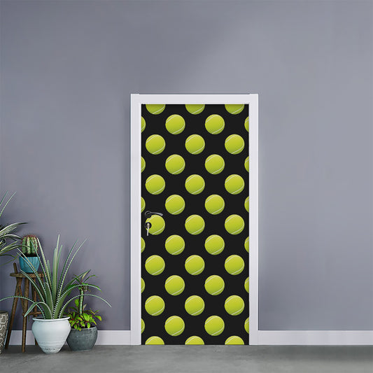 Tennis Balls Pattern Print Door Sticker