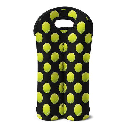Tennis Balls Pattern Print Double Neoprene Wine Tote