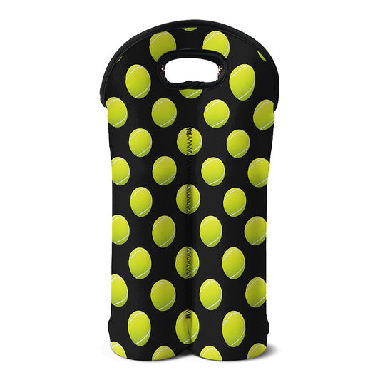 Tennis Balls Pattern Print Double Neoprene Wine Tote